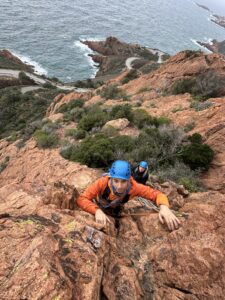 Baptiste dans la partie raide de la voie 